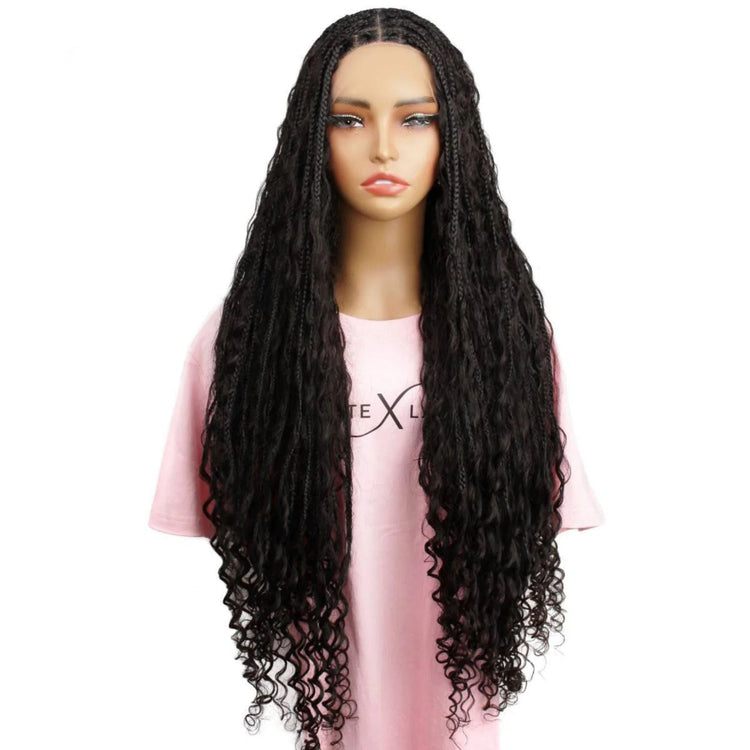 Human Hair Blended Boho Braid Full Lace Wig