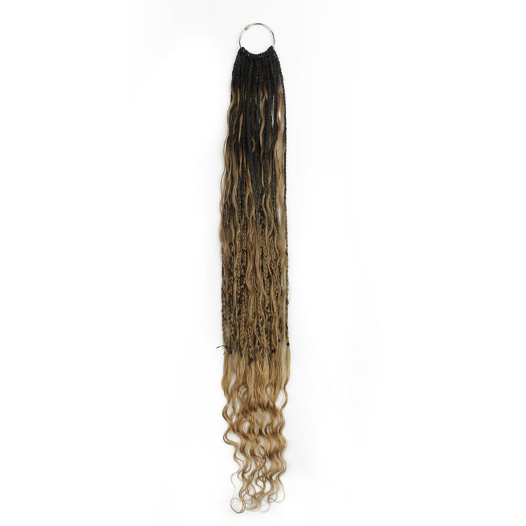Honey Blonde Ombre Deep Wave Boho Braids with Human Hair Blend