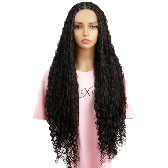 Human Hair Blended Boho Braid Full Lace Wig