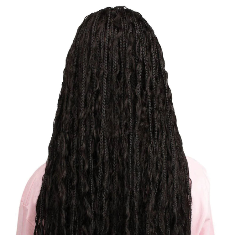 Human Hair Blended Boho Braid Full Lace Wig